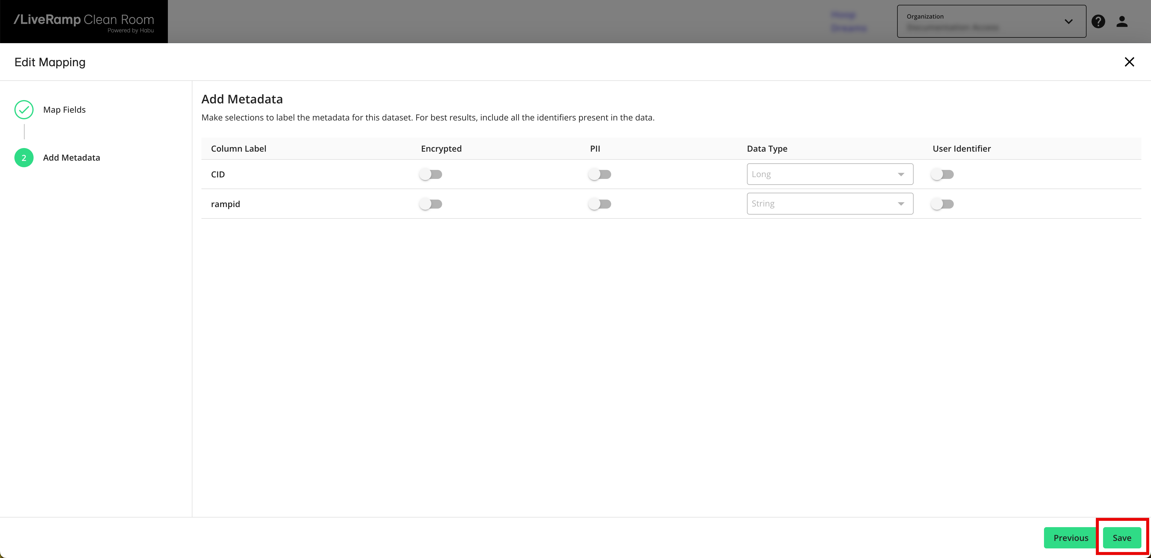 LCR-Synthetic_Dataset_Libraries-Add_Metadata_Save_button.png