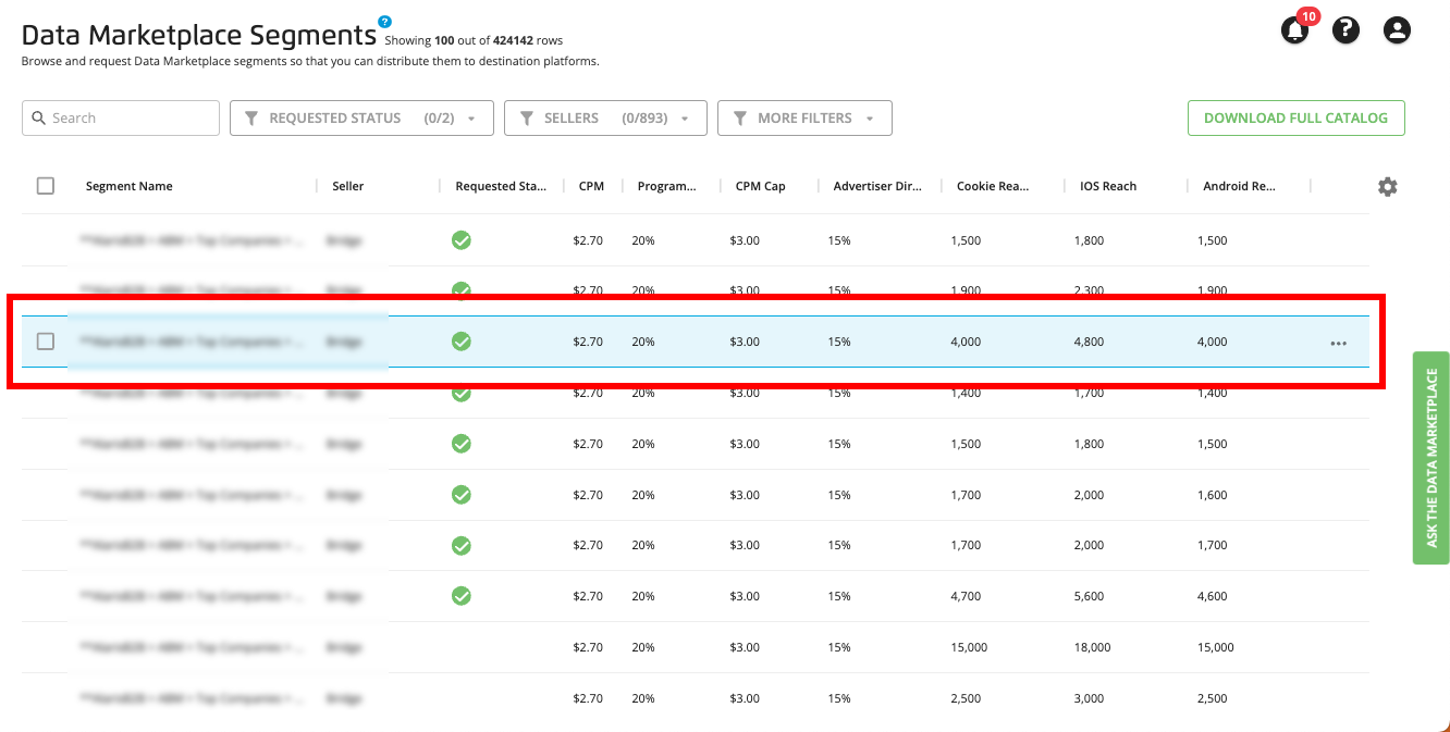 Buy Segment Data from the Data Marketplace